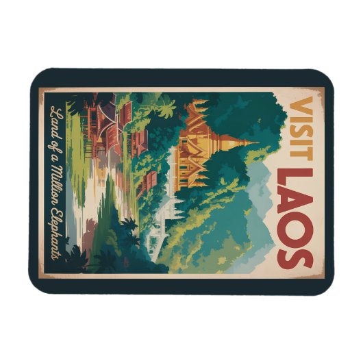 Laos Pha That Luang Illustration Travel Art Magnet (Horizontal)