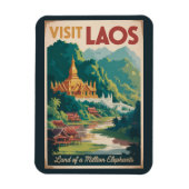 Laos Pha That Luang Illustration Travel Art Magnet (Vertikal)