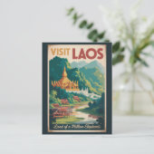 Laos Pha That Luang Illustration Travel Art Postkarte (Stehend Vorderseite)