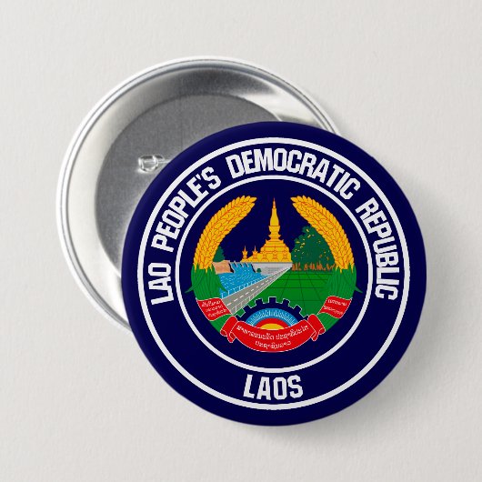 Laos Round Emblem Button (Vorne & Hinten)