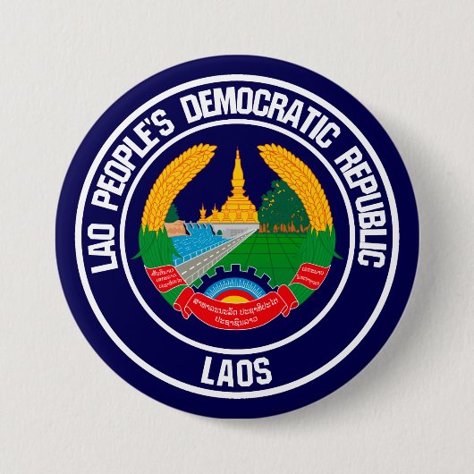 Laos Round Emblem Button (Vorderseite)