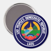Laos Round Emblem Magnet (Vorderseite/Rückseite)