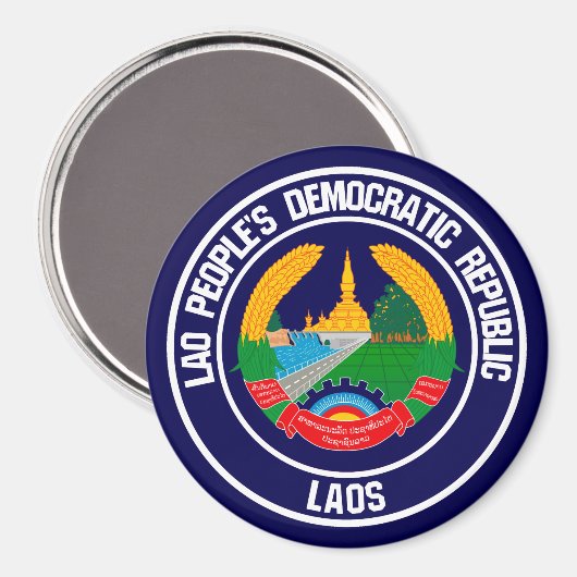 Laos Round Emblem Magnet (Vorderseite/Rückseite)