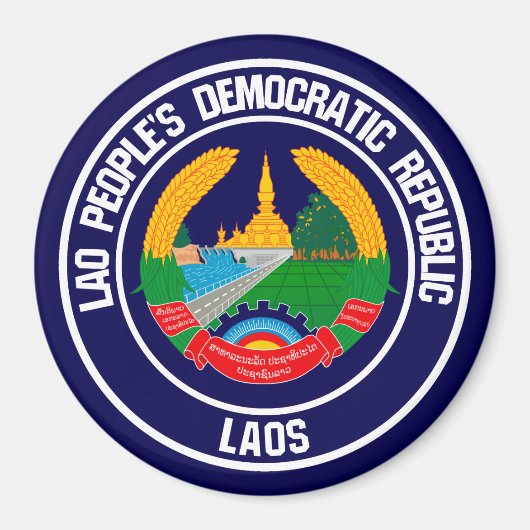 Laos Round Emblem Magnet (Vorne)