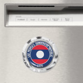 Laos Round Emblem Magnet (In Situ (Geschirrspüler))