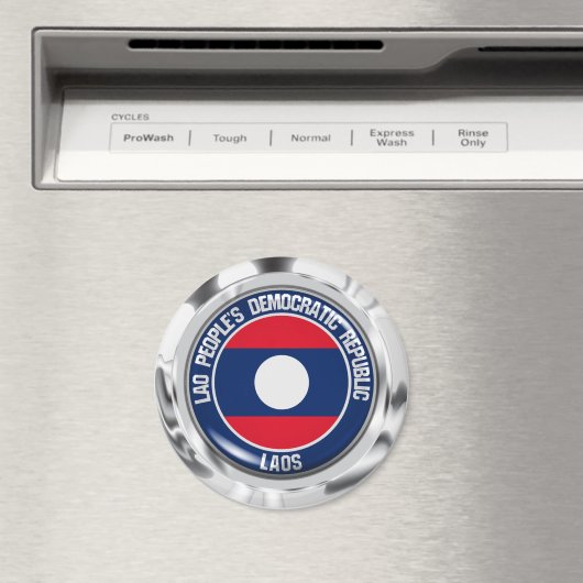 Laos Round Emblem Magnet (In Situ (Geschirrspüler))