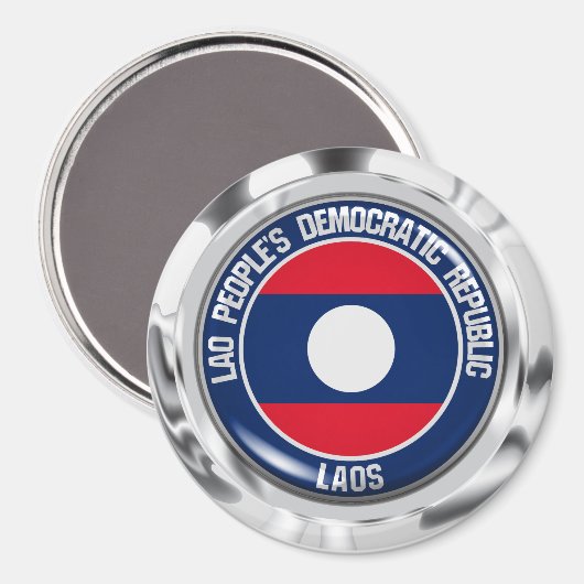 Laos Round Emblem Magnet (Vorderseite/Rückseite)