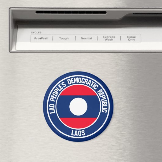 Laos Round Emblem Magnet (In Situ (Geschirrspüler))