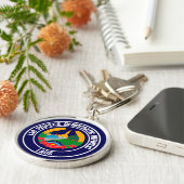 Laos Round Emblem Schlüsselanhänger (Seite)