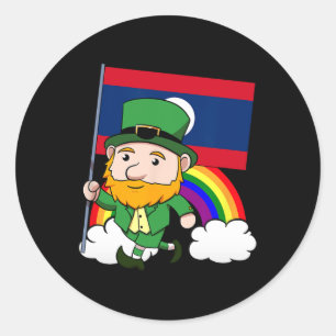 Laos Stolz Lao Laotische Flagge St. Patricks Tag L Runder Aufkleber