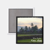 Laos, Sunset above rice fields (Magnet) Magnet (Vorderseite/Rückseite)
