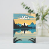 Laos Travel Art Poster Postkarte (Stehend Vorderseite)