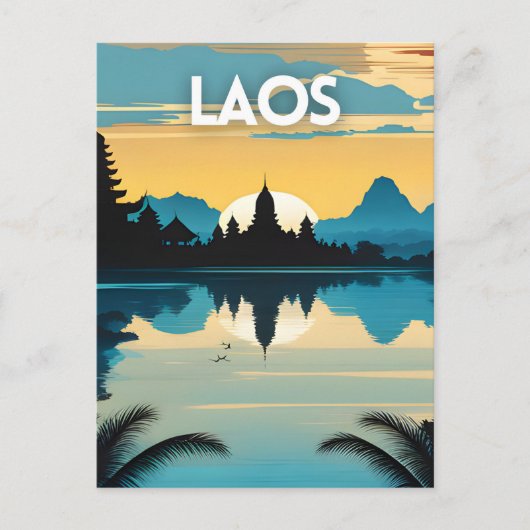 Laos Travel Art Poster Postkarte (Vorderseite)