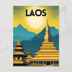 Laos Travel Art Postkarte