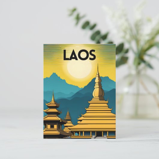 Laos Travel Art Postkarte (Stehend Vorderseite)