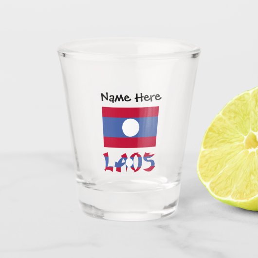 Laos und laotische Flagge mit Ihrem Namen Shotglas Schnapsglas (Vorderseite)
