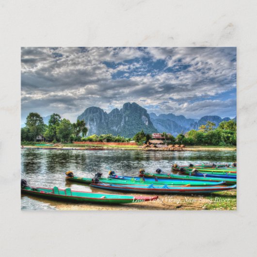 Laos, Vang Vieng, Nam Song River Postkarte (Vorderseite)