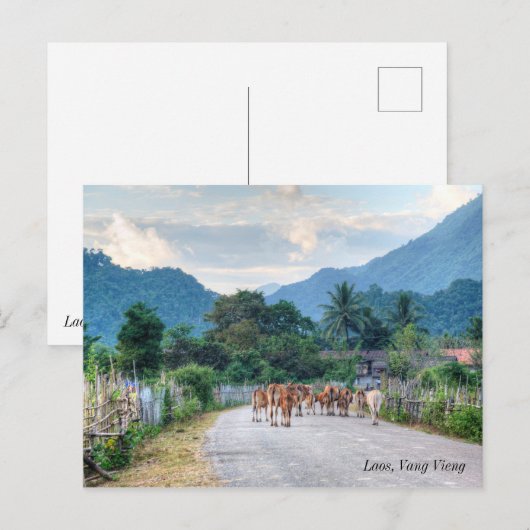 Laos, Vang Vieng Postkarte (Vorne/Hinten)