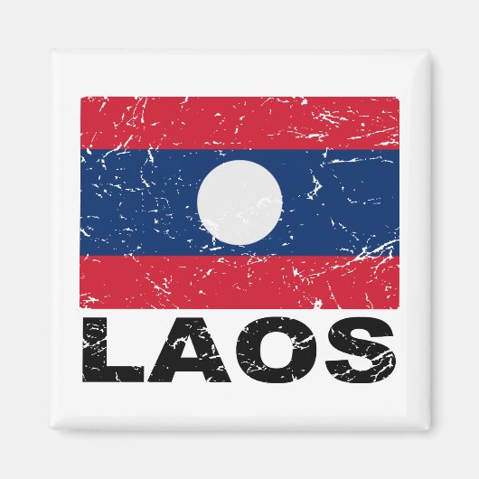 Laos Vintag Flag Magnet (Vorne)