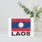 Laos Vintag Flag Postkarte (Stehend Vorderseite)