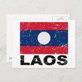Laos Vintag Flag Postkarte (Vorne/Hinten)