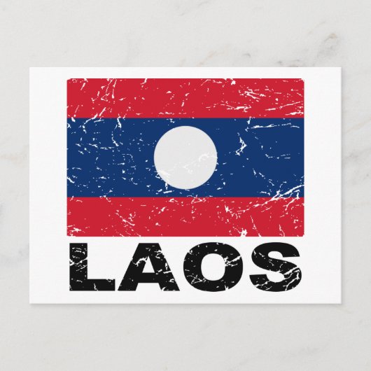 Laos Vintag Flag Postkarte (Vorderseite)