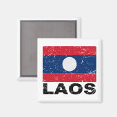 Laos Vintage-Flagge Magnet (Vorderseite/Rückseite)