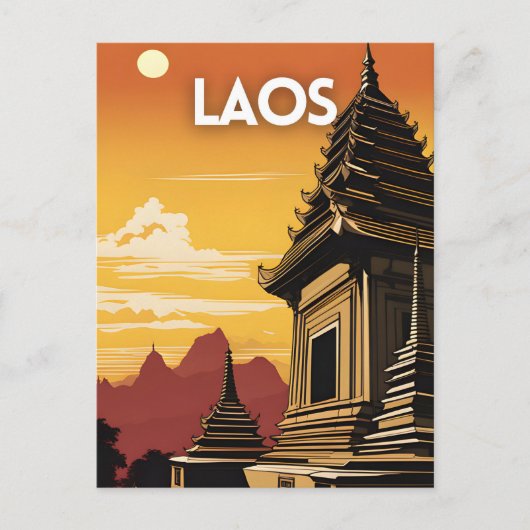 Laos Vintage Reisen Postkarte (Vorderseite)