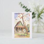 Laos Vintage Travel Poster Postkarte (Stehend Vorderseite)