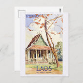 Laos Vintage Travel Poster Postkarte (Vorne/Hinten)