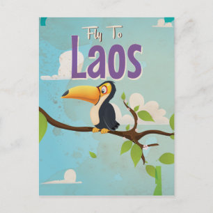 Laos Vintage Urlaubsposter Postkarte