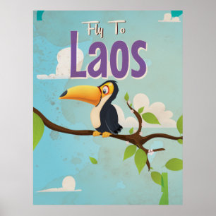 Laos Vintager Urlaub Poster