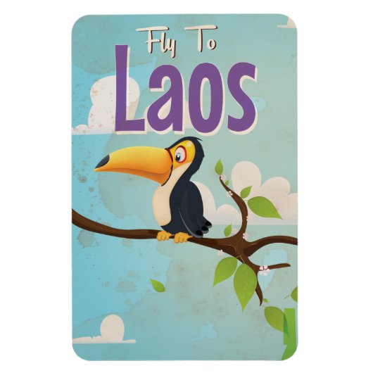 Laos Vintager Urlaub Poster Magnet (Vertikal)