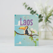 Laos Vintager Urlaub Poster Postkarte (Stehend Vorderseite)