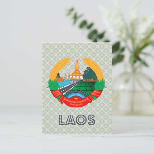 Laos-Wappen Postkarte (Stehend Vorderseite)