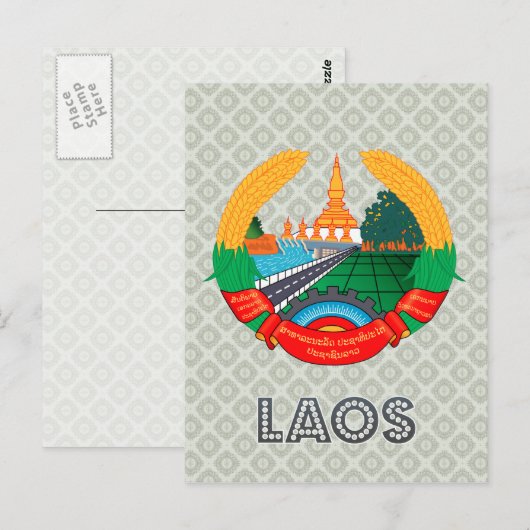 Laos-Wappen Postkarte (Vorne/Hinten)