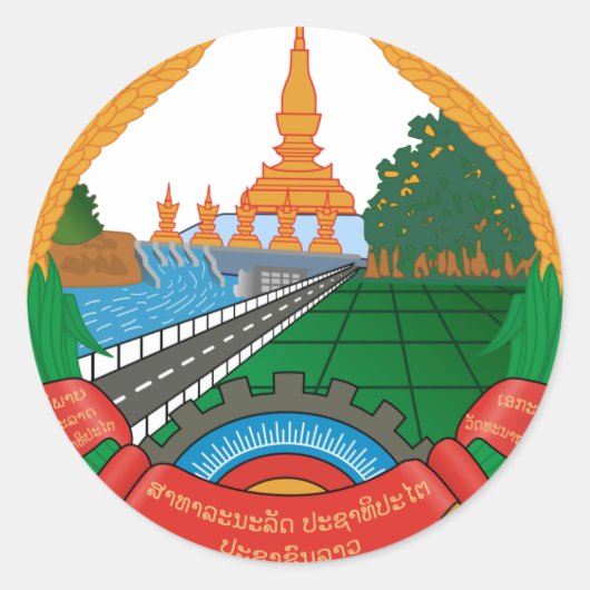 Laos-Wappen Runder Aufkleber (Vorderseite)