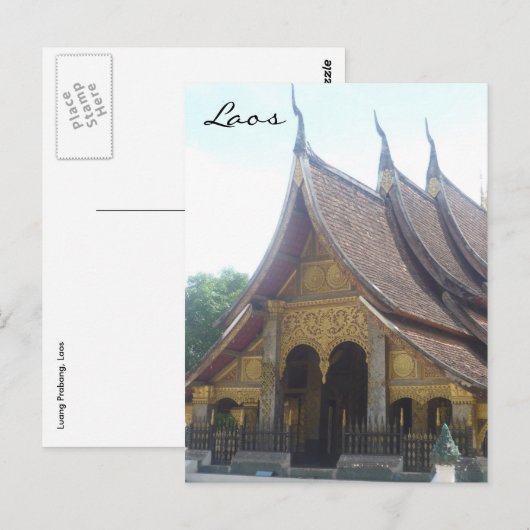 Laos-Waterdach Postkarte (Vorne/Hinten)