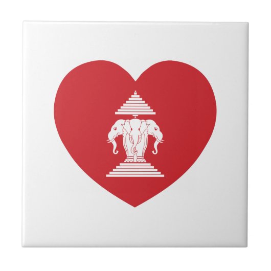 Laotian Erawan 3 Leitende Nophant Heart Flag Fliese (Vorderseite)