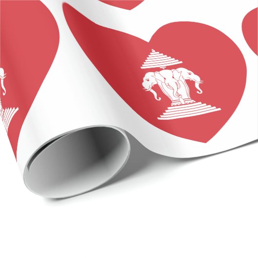 Laotian Erawan 3 Leitende Nophant Heart Flag Geschenkpapier (Rolleneckpunkt)