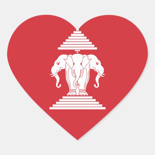Laotian Erawan 3 Leitende Nophant Heart Flag Herz-Aufkleber (Vorderseite)