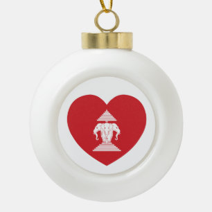 Laotian Erawan 3 Leitende Nophant Heart Flag Keramik Kugel-Ornament