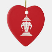 Laotian Erawan 3 Leitende Nophant Heart Flag Keramikornament (Rechts)