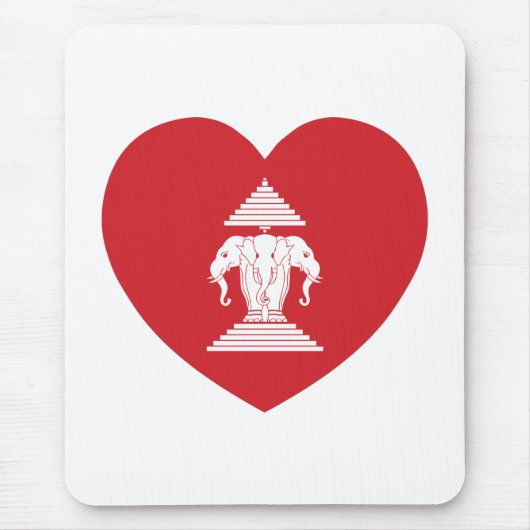 Laotian Erawan 3 Leitende Nophant Heart Flag Mousepad (Vorne)