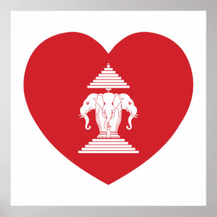 Laotian Erawan 3 Leitende Nophant Heart Flag Poster
