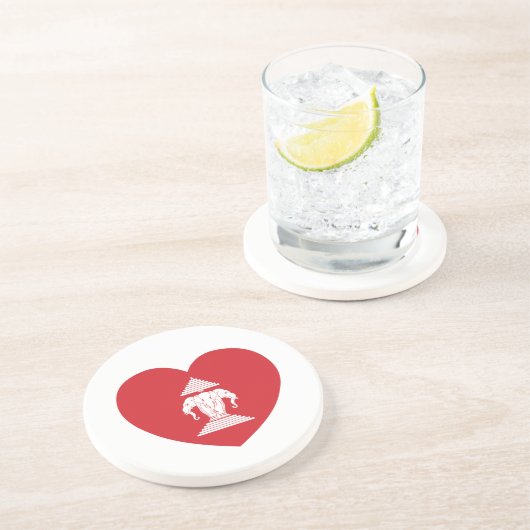 Laotian Erawan 3 Leitende Nophant Heart Flag Untersetzer (Seite)