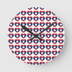 Laotian Heart Flag Runde Wanduhr