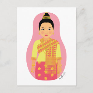 Laotian (rosa) Matryoshka Postcard Postkarte