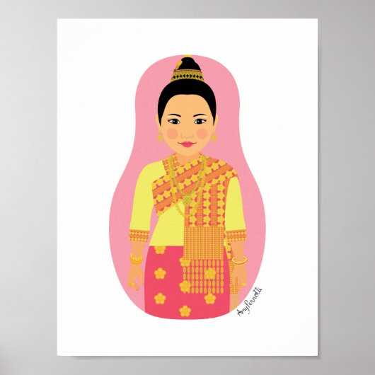 Laotian (rosa) Matryoshka Poster (Vorne)