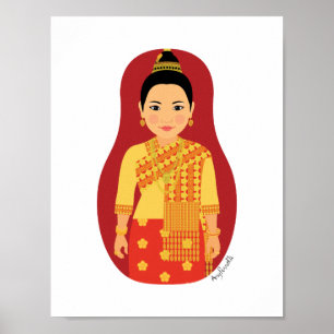 Laotian (rot) Matryoshka Poster